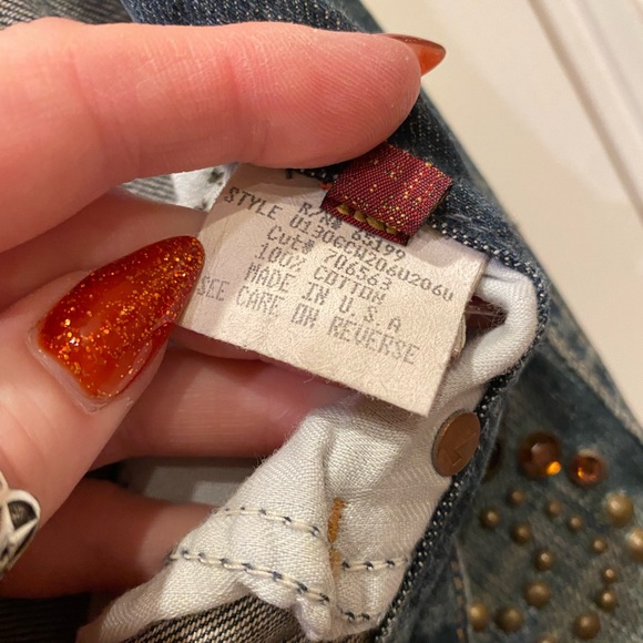 7 For All Mankind Great China Wall USA MADE Rhinestone Studded Bootcut Jeans-30 - Picture 6 of 8